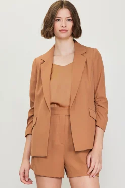 SKIES ARE BLUE Blazers*Recycled Shirred Sleeve Blazer Hazelnut
