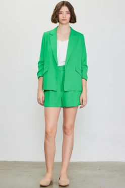 SKIES ARE BLUE Blazers*Recycled Shirred Sleeve Blazer Freshgreen