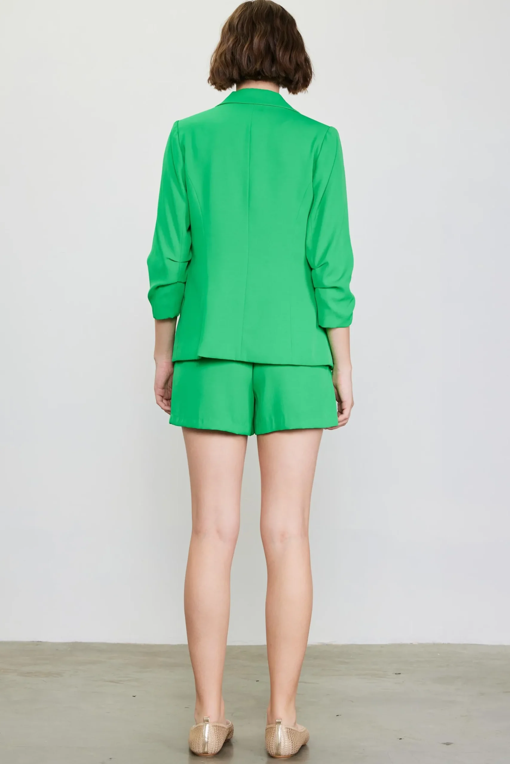 SKIES ARE BLUE Blazers*Recycled Shirred Sleeve Blazer Freshgreen