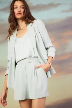SKIES ARE BLUE Blazers*Recycled Shirred Sleeve Blazer Dovegrey