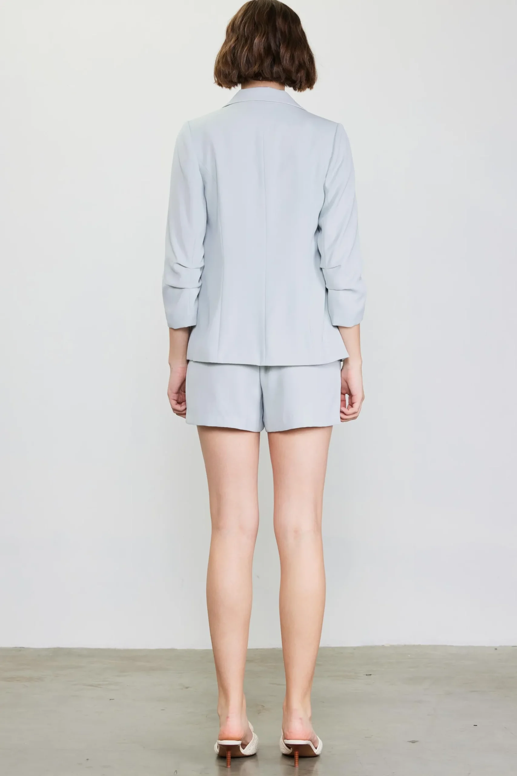 SKIES ARE BLUE Blazers*Recycled Shirred Sleeve Blazer Dovegrey
