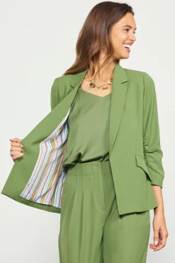 SKIES ARE BLUE Blazers*Recycled Shirred Sleeve Blazer Olive