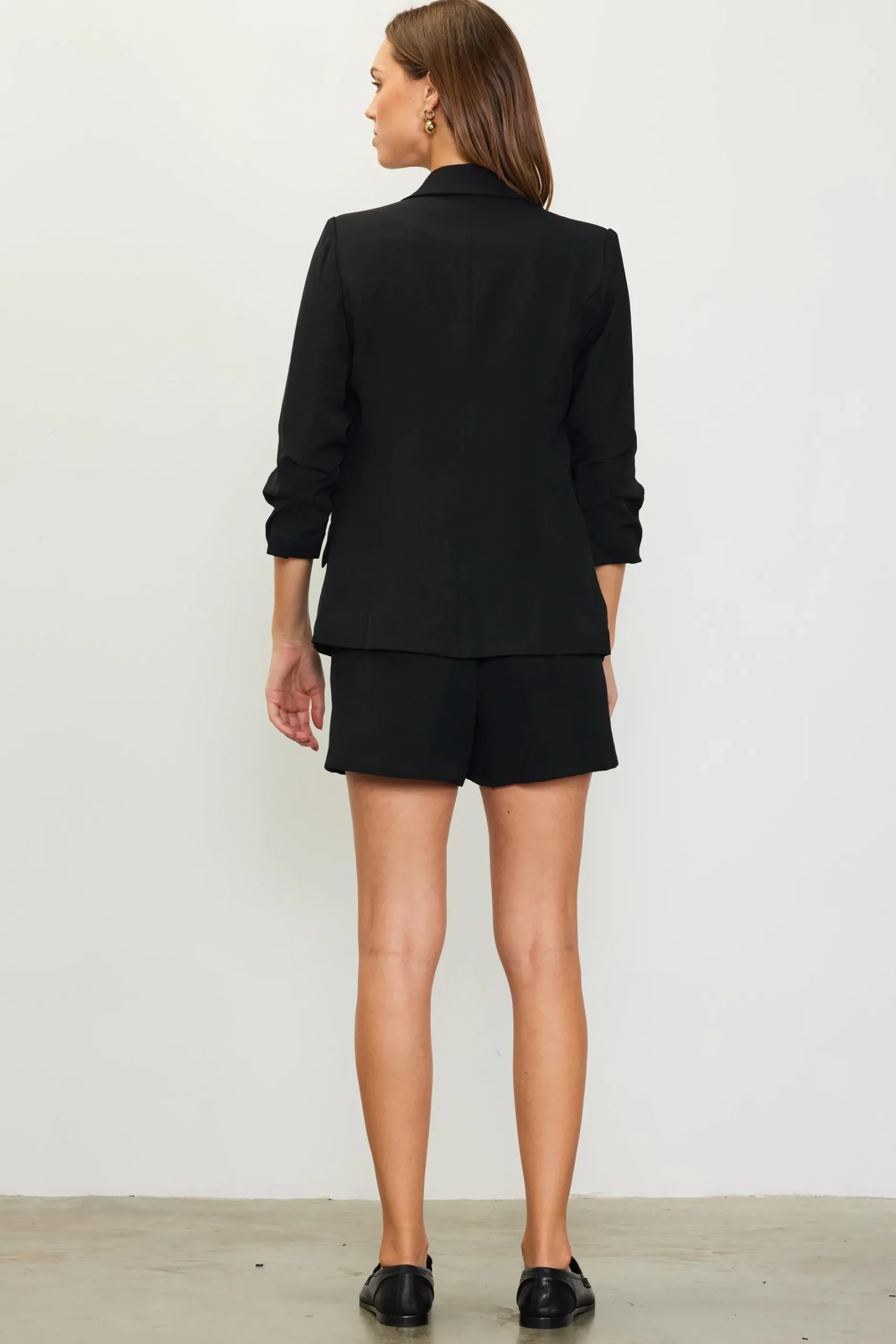 SKIES ARE BLUE Blazers*Recycled Shirred Sleeve Blazer Black