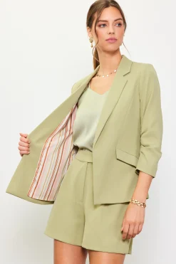 SKIES ARE BLUE Blazers*Recycled Shirred Sleeve Blazer Sage