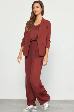 SKIES ARE BLUE Blazers*Recycled Shirred Sleeve Blazer Chocolate