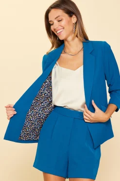 SKIES ARE BLUE Blazers*Recycled Shirred Sleeve Blazer Darkteal