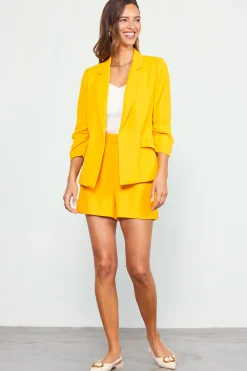 SKIES ARE BLUE Blazers*Recycled Shirred Sleeve Blazer Brightmarigold