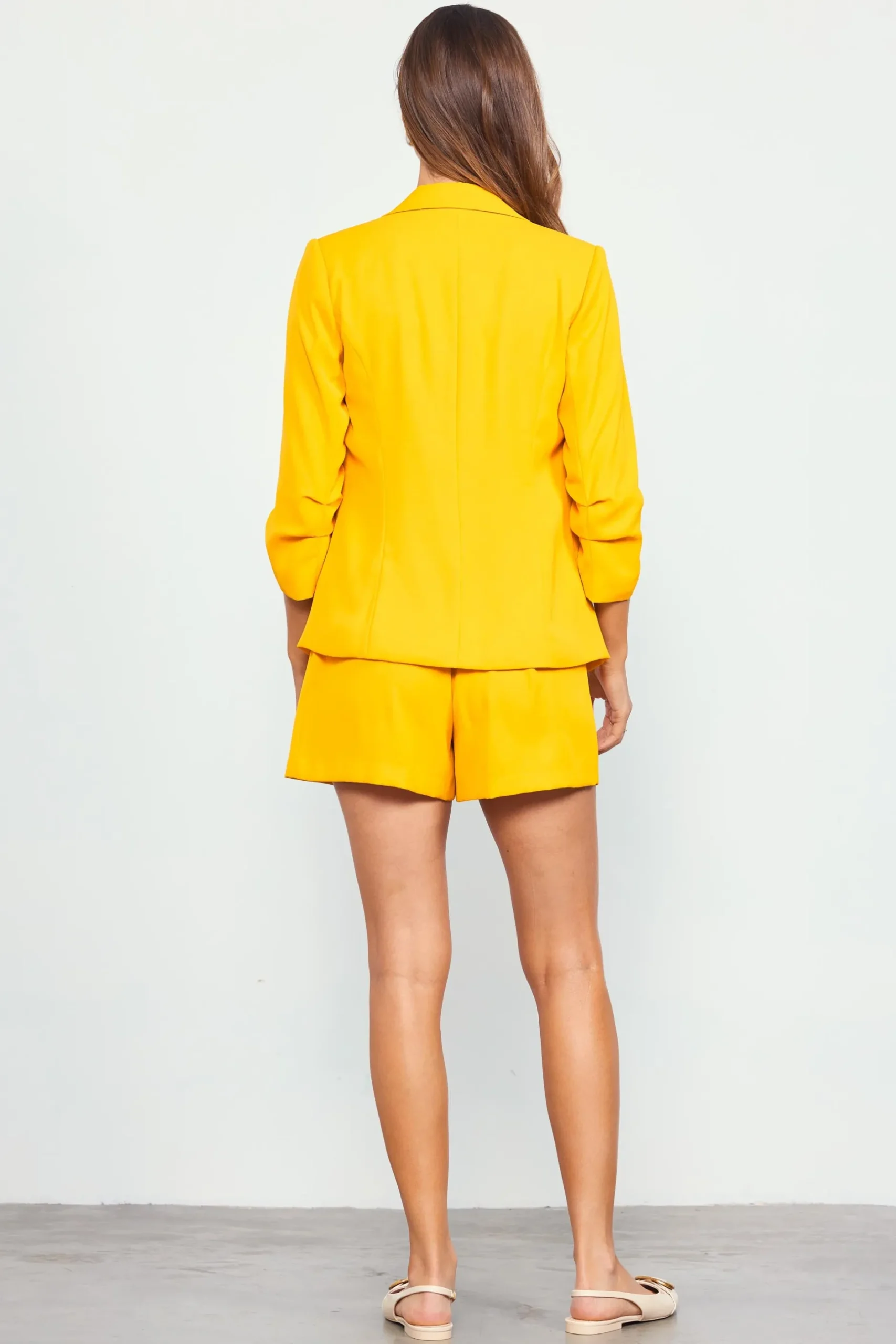 SKIES ARE BLUE Blazers*Recycled Shirred Sleeve Blazer Brightmarigold