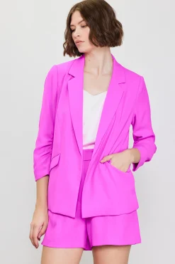 SKIES ARE BLUE Blazers*Recycled Shirred Sleeve Blazer Roseviolet