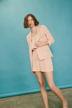 SKIES ARE BLUE Blazers*Recycled Shirred Sleeve Blazer Rosecloud