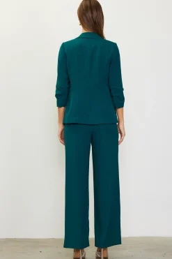 SKIES ARE BLUE Blazers*Recycled Shirred Sleeve Blazer Huntergreen