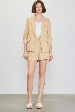 SKIES ARE BLUE Blazers*Recycled Shirred Sleeve Blazer Latte