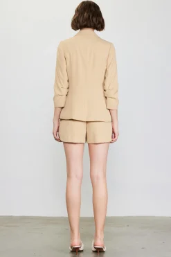 SKIES ARE BLUE Blazers*Recycled Shirred Sleeve Blazer Latte