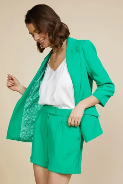 SKIES ARE BLUE Blazers*Recycled Shirred Sleeve Blazer Emeraldgreen