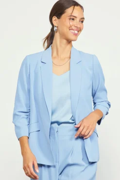 SKIES ARE BLUE Blazers*Recycled Shirred Sleeve Blazer Dustyblue