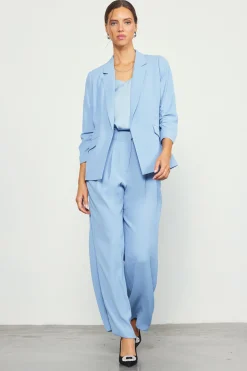 SKIES ARE BLUE Blazers*Recycled Shirred Sleeve Blazer Dustyblue