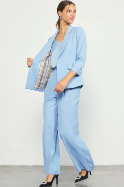 SKIES ARE BLUE Blazers*Recycled Shirred Sleeve Blazer Dustyblue