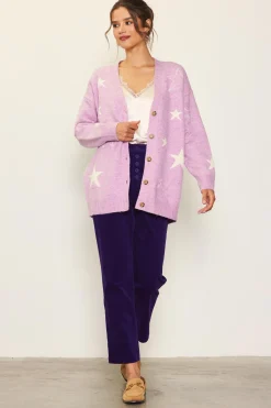 SKIES ARE BLUE Outerwear|Sweaters*Recycled Star Motif Sweater Cardigan Mauve