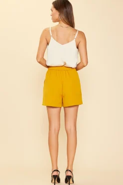 SKIES ARE BLUE Shorts*Recycled Tailored Shorts Mustard