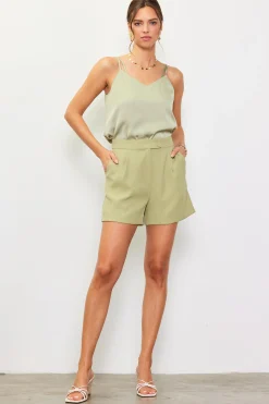 SKIES ARE BLUE Shorts*Recycled Tailored Shorts Sage