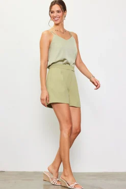 SKIES ARE BLUE Shorts*Recycled Tailored Shorts Sage