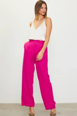 SKIES ARE BLUE Pants*Recycled Tapered Pants Berrypink