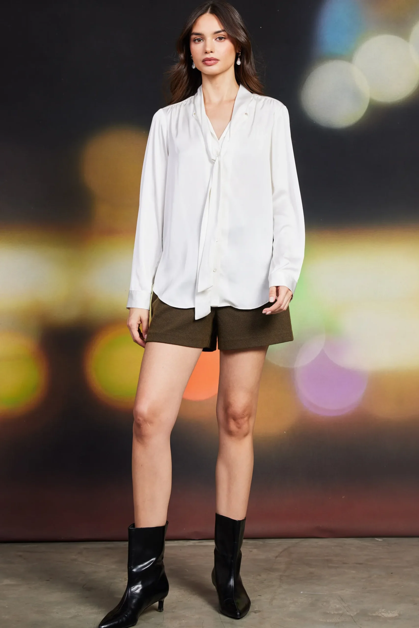 SKIES ARE BLUE Blouses|Long Sleeve Tops*Recycled Tie Detail Blouse Offwhite