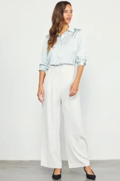 SKIES ARE BLUE Pants*Recycled Wide Leg Pants Oyster