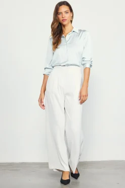 SKIES ARE BLUE Pants*Recycled Wide Leg Pants Oyster