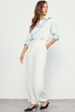 SKIES ARE BLUE Pants*Recycled Wide Leg Pants Oyster