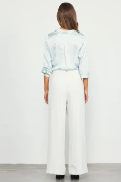 SKIES ARE BLUE Pants*Recycled Wide Leg Pants Oyster