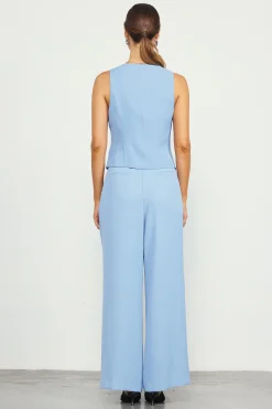 SKIES ARE BLUE Pants*Recycled Wide Leg Pants Dustyblue