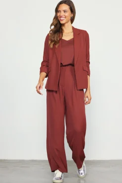 SKIES ARE BLUE Pants*Recycled Wide Leg Pants Chocolate