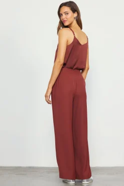 SKIES ARE BLUE Pants*Recycled Wide Leg Pants Chocolate