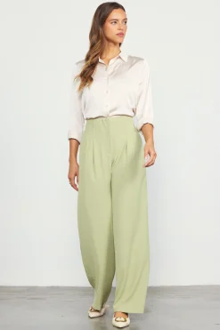 SKIES ARE BLUE Pants*Recycled Wide Leg Pants Sage