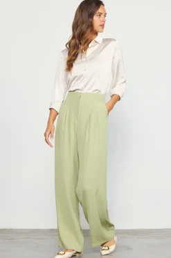 SKIES ARE BLUE Pants*Recycled Wide Leg Pants Sage