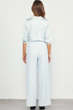 SKIES ARE BLUE Pants*Recycled Wide Leg Pants Dovegrey