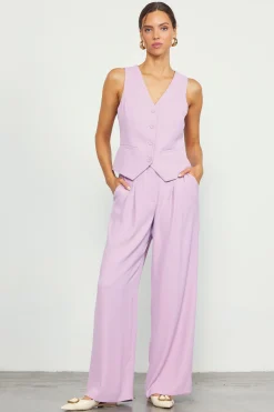 SKIES ARE BLUE Pants*Recycled Wide Leg Pants Dustylilac