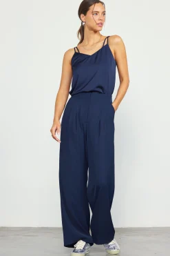 SKIES ARE BLUE Pants*Recycled Wide Leg Pants Navy
