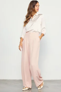 SKIES ARE BLUE Pants*Recycled Wide Leg Pants Rosecloud