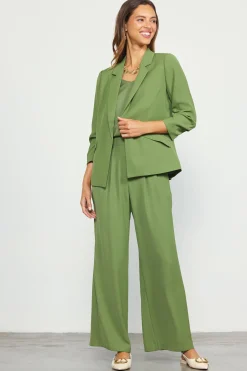 SKIES ARE BLUE Pants*Recycled Wide Leg Pants Olive