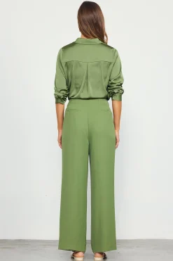 SKIES ARE BLUE Pants*Recycled Wide Leg Pants Olive