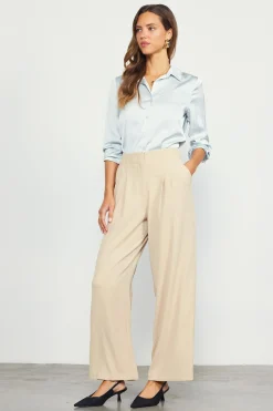 SKIES ARE BLUE Pants*Recycled Wide Leg Pants Latte