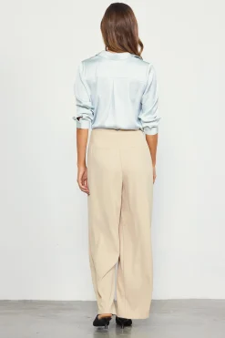 SKIES ARE BLUE Pants*Recycled Wide Leg Pants Latte