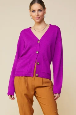 SKIES ARE BLUE Outerwear|Sweaters*Recycled Yarn Cardigan Orchid