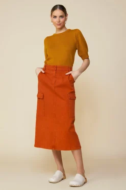 SKIES ARE BLUE Sweaters*Recycled Yarn Short Sleeve Sweater Gingerbrown