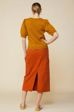 SKIES ARE BLUE Sweaters*Recycled Yarn Short Sleeve Sweater Gingerbrown