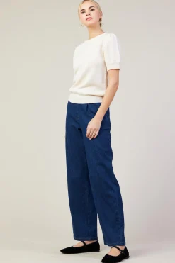 SKIES ARE BLUE Sweaters*Recycled Yarn Short Sleeve Sweater Cream