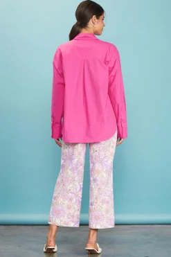 SKIES ARE BLUE Long Sleeve Tops*Relaxed Fit Poplin Longsleeve Shirt Flamingo