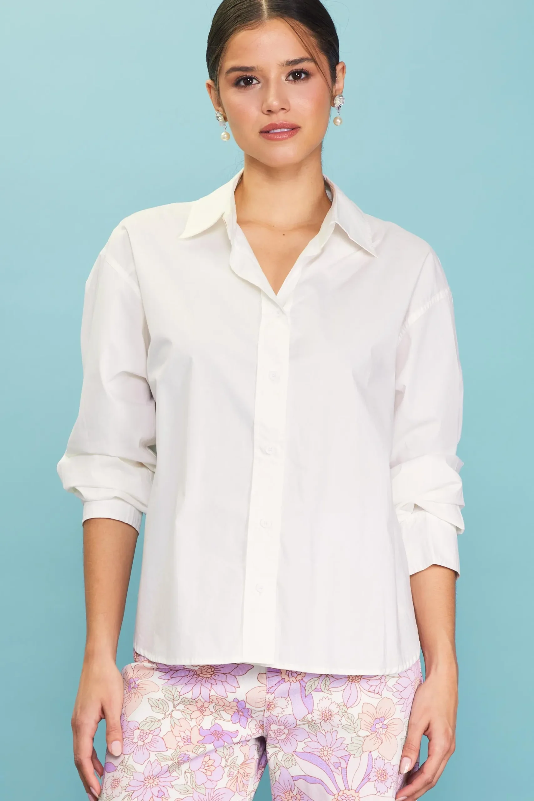 SKIES ARE BLUE Long Sleeve Tops*Relaxed Fit Poplin Longsleeve Shirt White